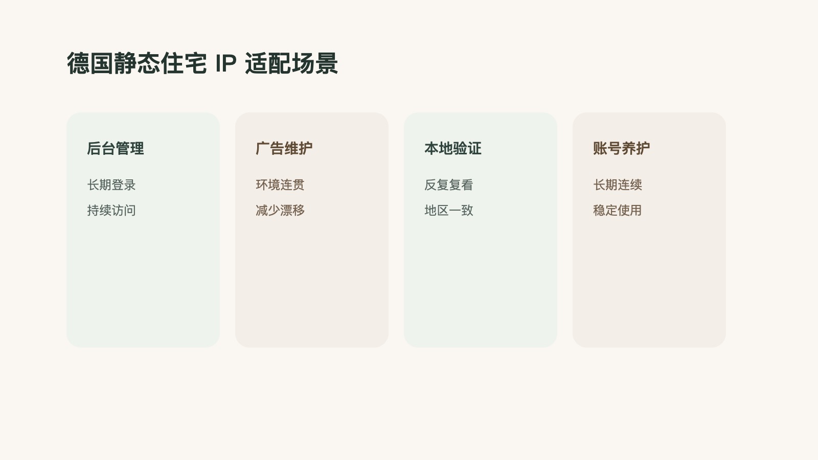 德国静态住宅IP适合哪些业务场景的品牌型信息图