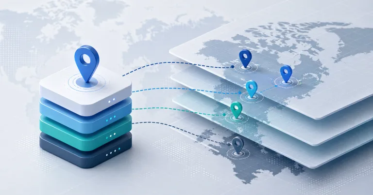 代理 IP 地理位置检测结果在不同数据库之间出现差异的示意图