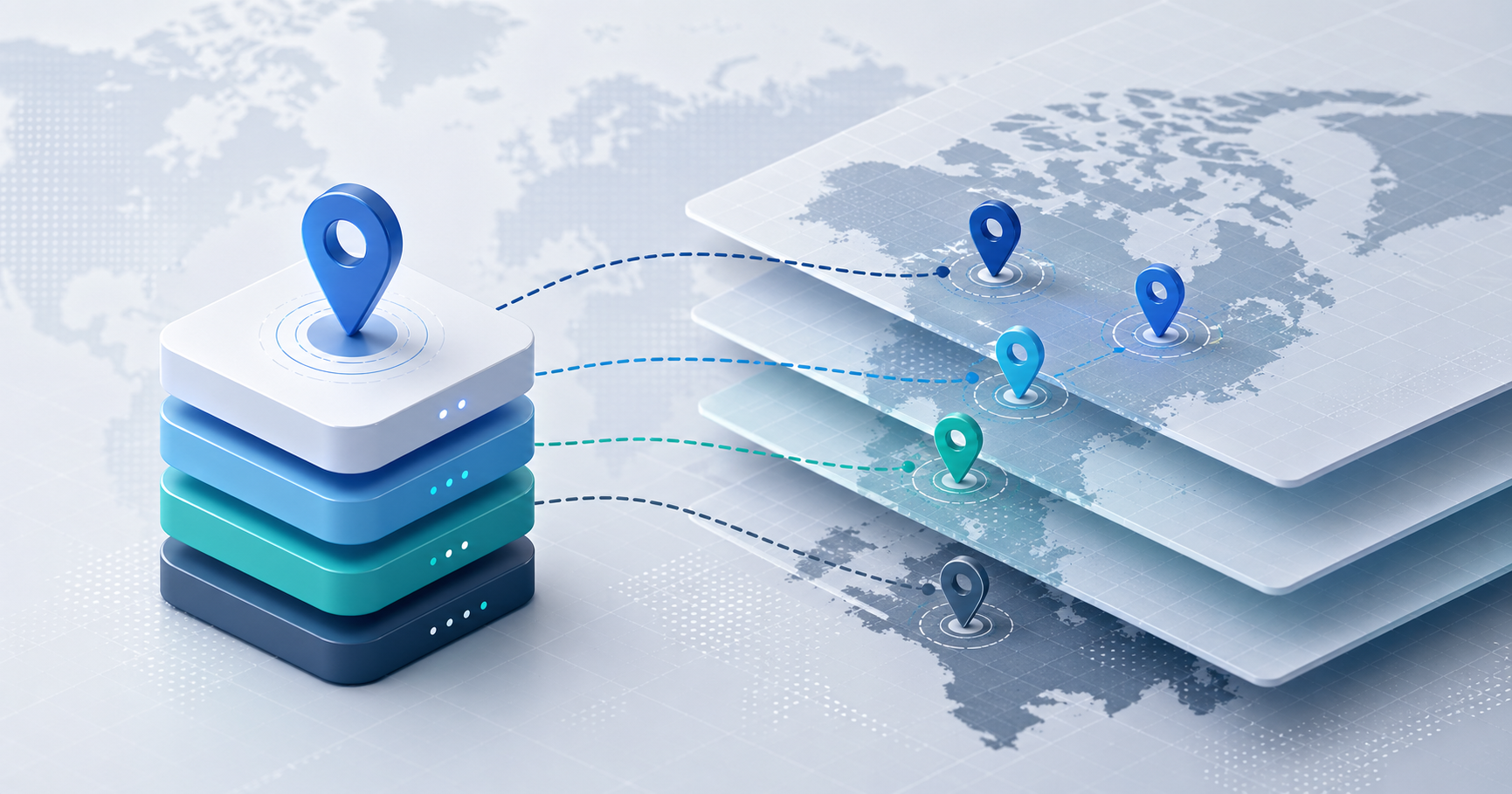 代理 IP 地理位置检测结果在不同数据库之间出现差异的示意图