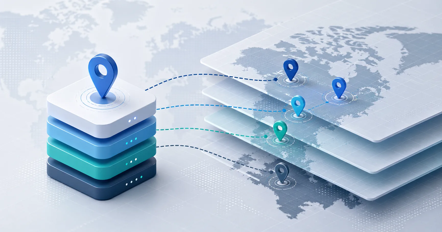 代理 IP 地理位置检测结果在不同数据库之间出现差异的示意图