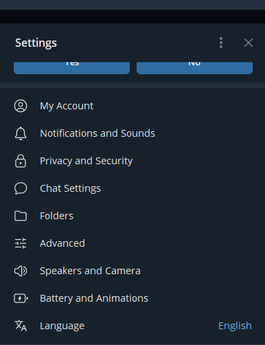 Desktop app settings sidebar showing the Advanced entry