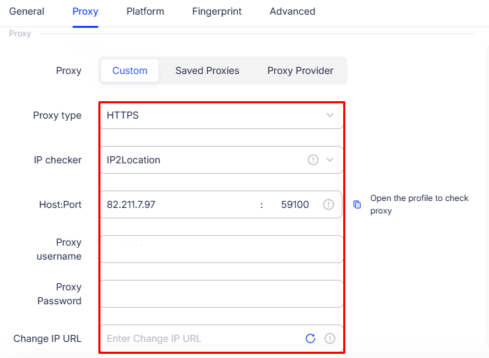 AdsPower 与 MaskProxy 的集成指南 AdsPower 代理配置界面示意图