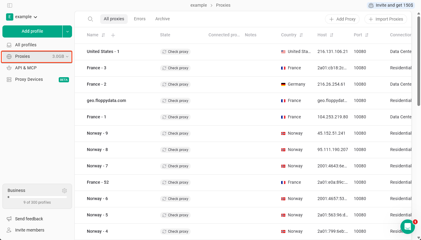 GoLogin 与 MaskProxy 的集成指南 GoLogin 代理配置界面示意图